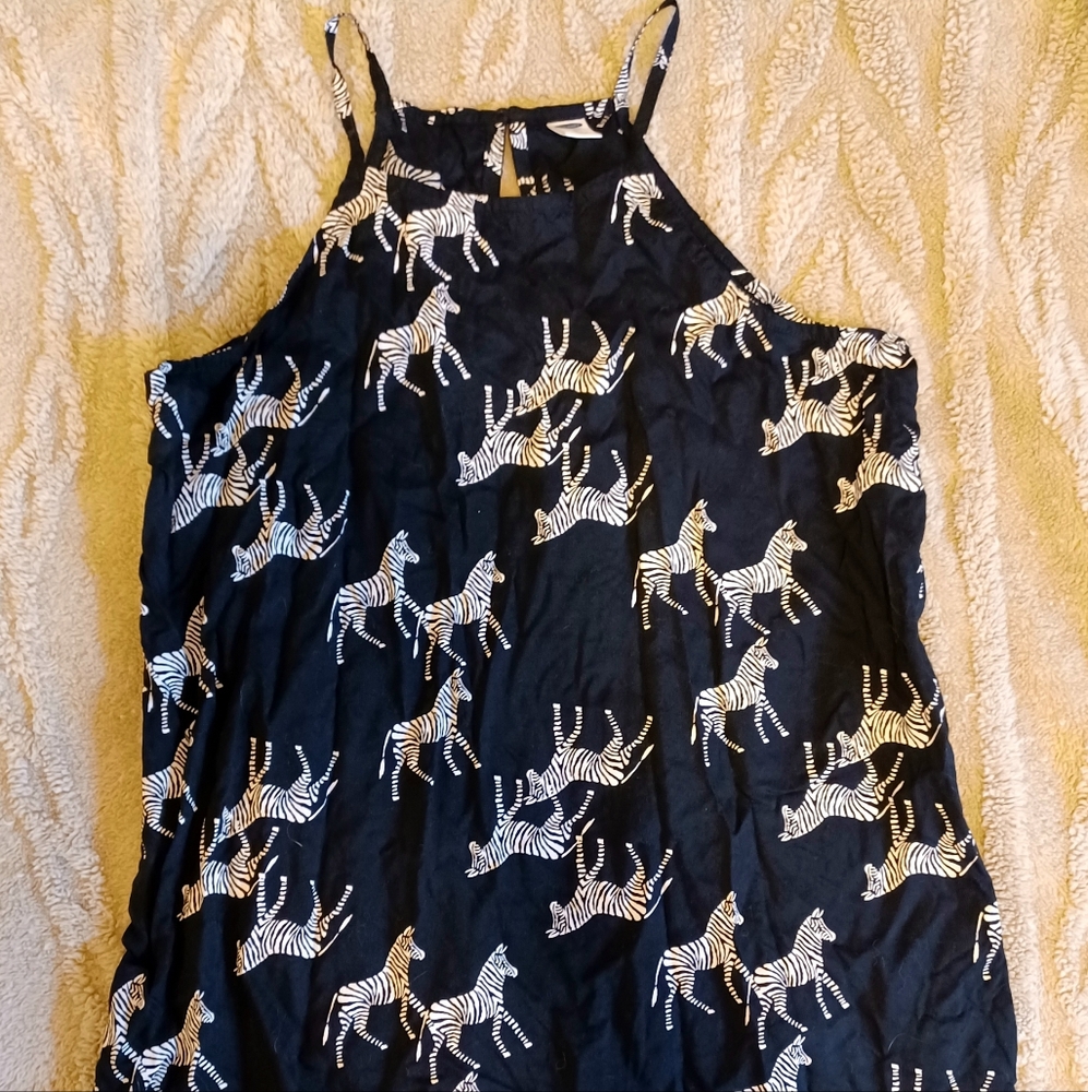 Zebra Print Black Sleeveless Top